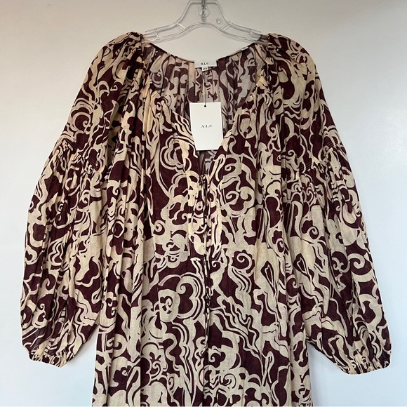 ALC Iris maxi abstract floral ornament print beach cover up midi dress - Picture 3 of 7